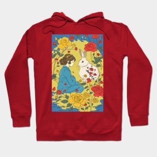 The white rabbit and the little girl on the moon Hoodie